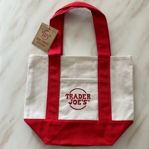 Trader Joe’s mini tote canvas bag in red